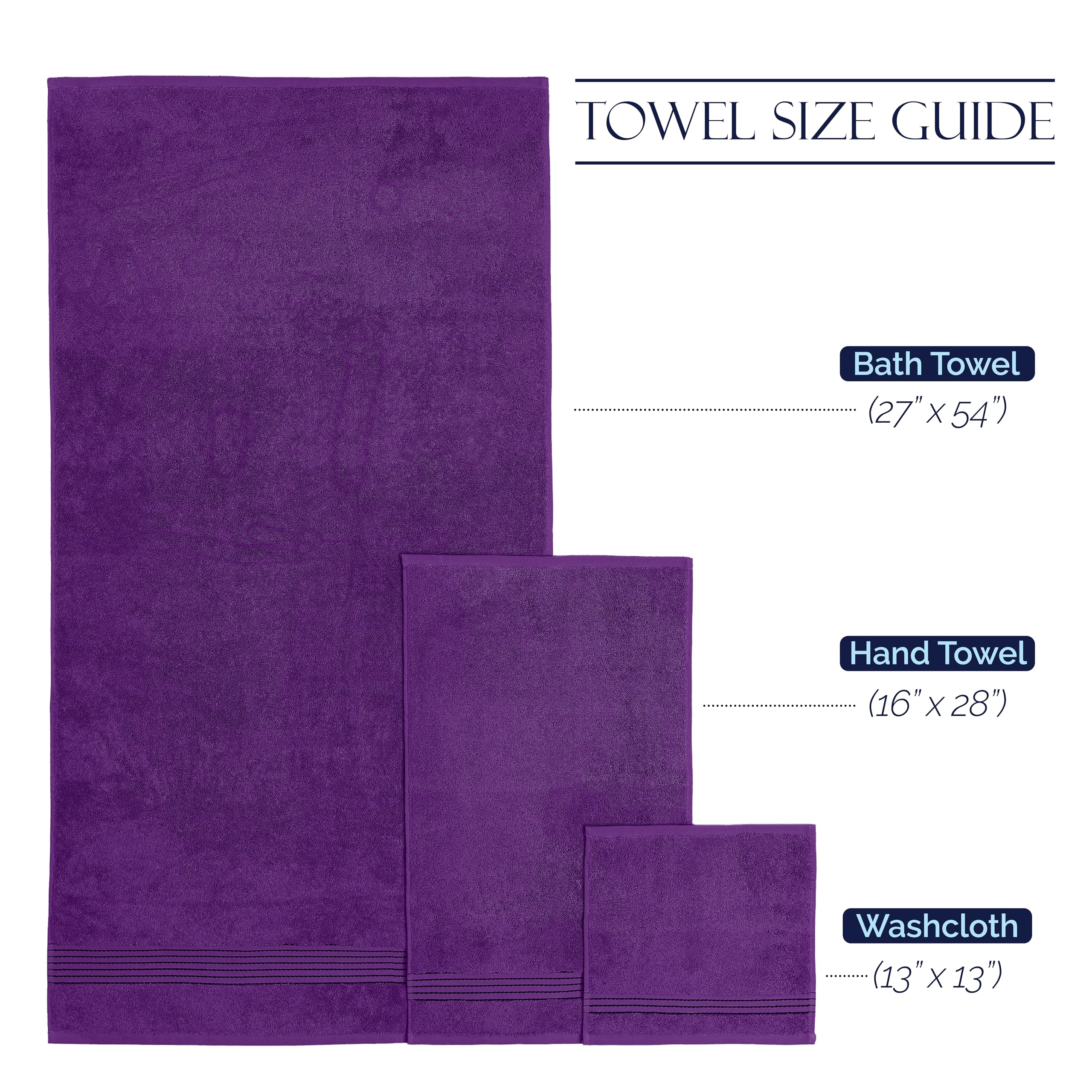 Elegant Comfort Premium Cotton 6-Piece Towel Set, Includes 2 Washcloths, 2 Hand Towels and 2 Bath Towels, 100% Turkish Cotton