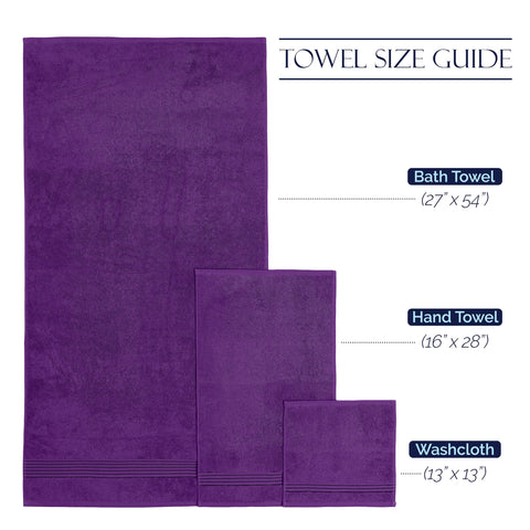 Elegant Comfort Premium Cotton 6-Piece Towel Set, Includes 2 Washcloths, 2 Hand Towels and 2 Bath Towels, 100% Turkish Cotton