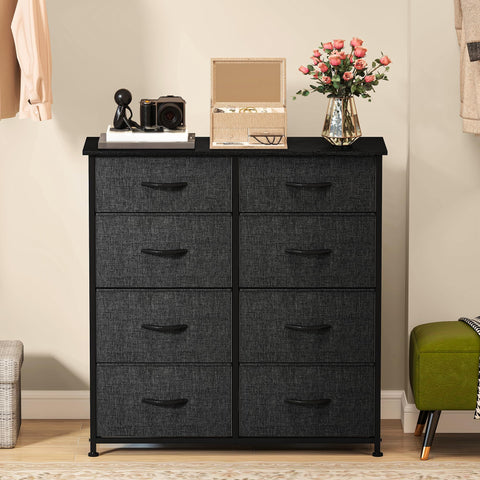 DWVO Chest of Drawers,Fabric Chest of Drawers Bedroom Cabinet with 8 Drawers,Dresser for Bedroom,Living Room With Handles,Wood Top and Sturdy Steel