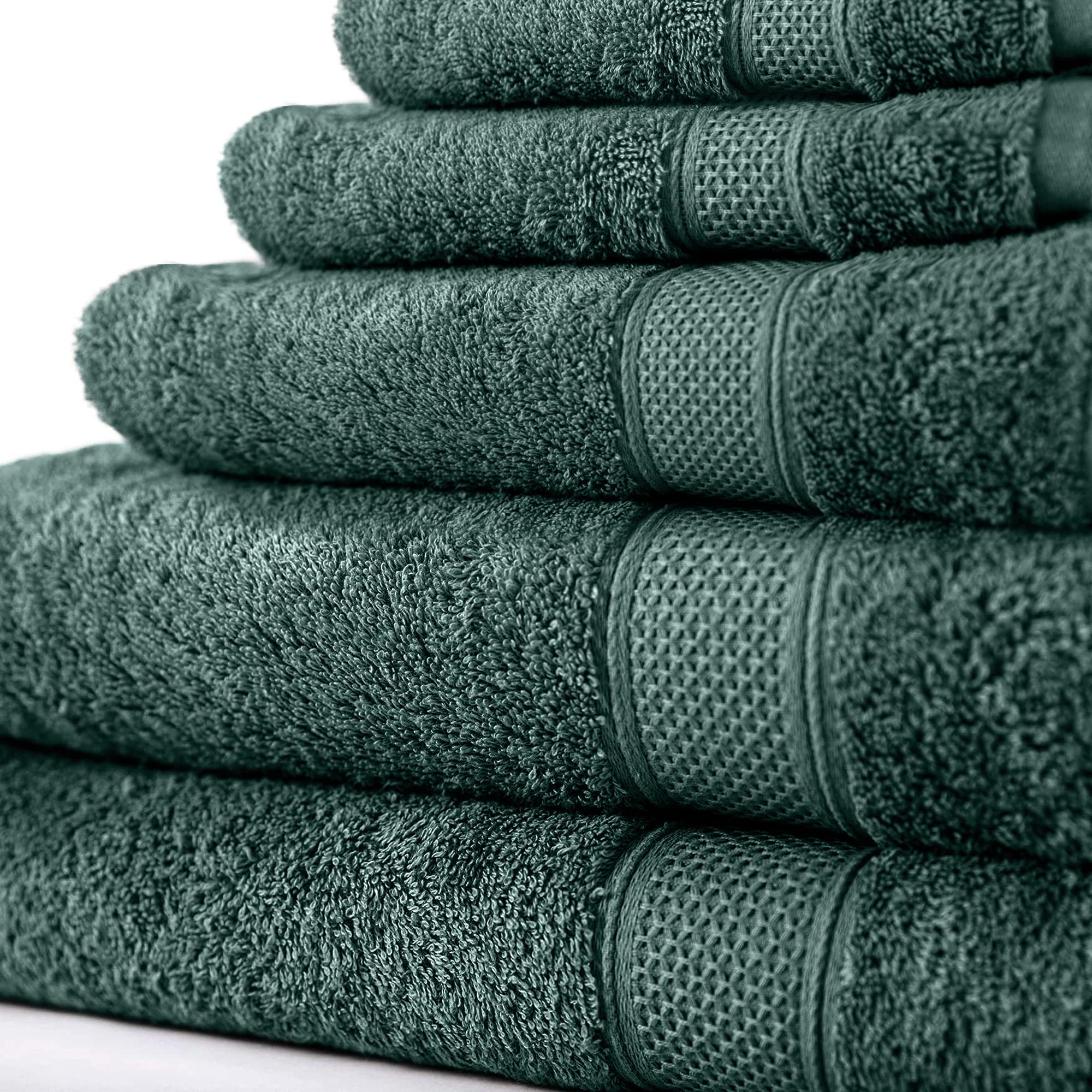 Komfortec Set of 8 Hand Towels 50 x 100 cm 100% Cotton Terry Cloth Soft Dark Green