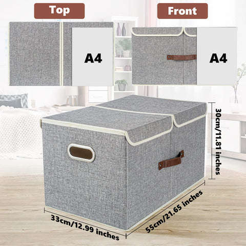 TYEERS Extra Large Storage Box with Lids and Compartments, Collapsible, Washable, Fabric Box with Lid for Clothes, Wardrobe Storage, 55x33x30 cm