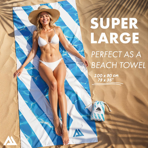 ALP & ACT Beach Towel XXL 200x90 cm - 100% Recycled Microfiber - SUPER LIGHTWEIGHT & Quick Dry - Large Microfiber Towels for Beach & Sun Lounger