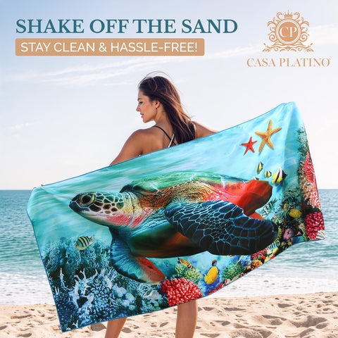 Casa Platino Extra Large Microfiber Beach Towels (2-Pack, 71"x32") – Quick-Dry, Sand-Free, Lightweight & Oversized