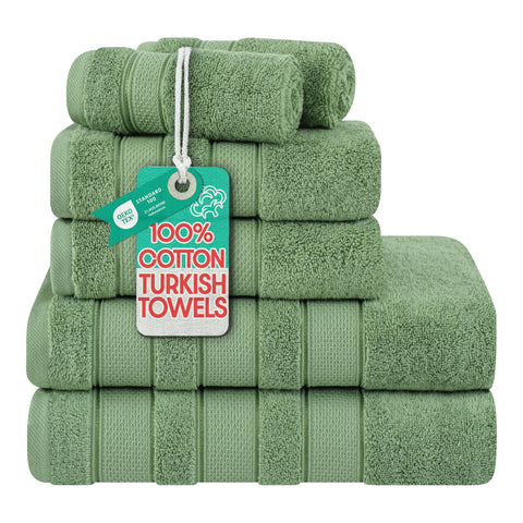 American Soft Linen Salem Bath Towel Set, 6 Piece Towels for Bathroom, 100% Turkish Combed Zero Twist Cotton