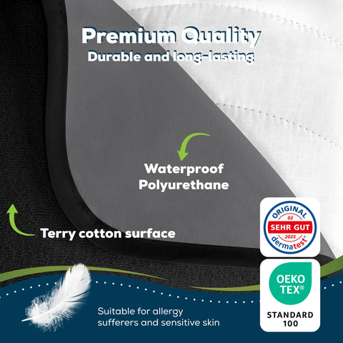 Sensalou Waterproof Mattress Protector 180 x 200 cm Black – Mattress Cover for Double Bed