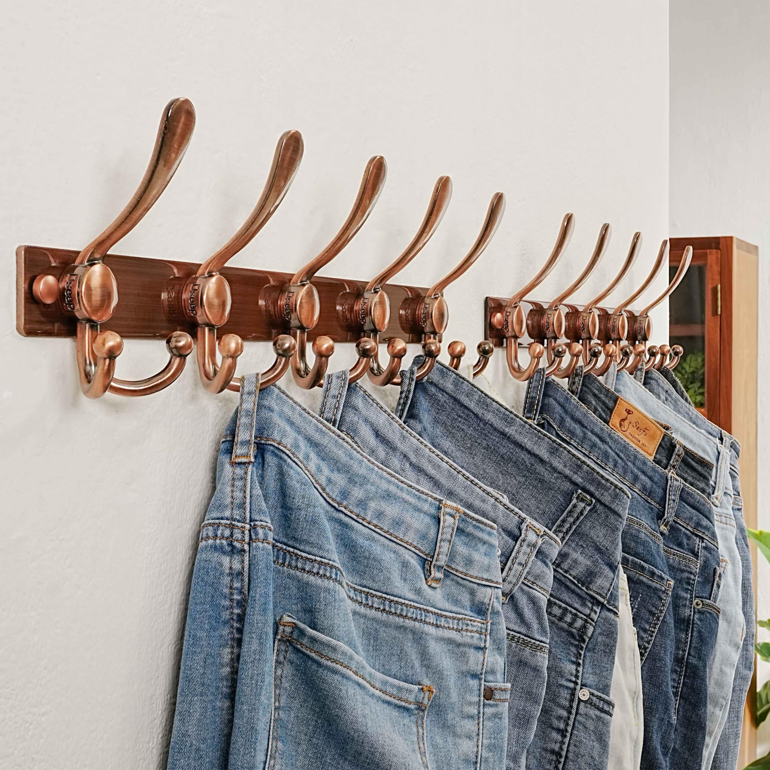 Dseap Coat Rack Wall Mount, Heavy Duty 2.5mm Base vs Flimsy 1mm, Double-Thick Solid Anti-Snap Hooks