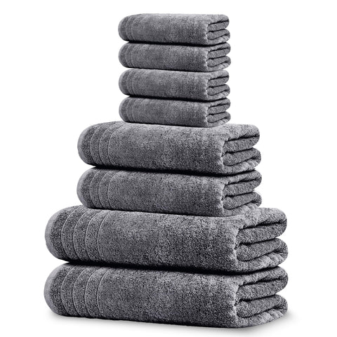Tens Towels 8 Piece Towels Set, 2 Extra Large Bath Towels, 2 Hand Towels, 4 Washcloths, 100% Cotton, Lighter Weight, Quicker to Dry, Super Absorbent