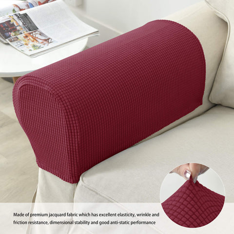 GEOCANG Armchair cover, Set of 2 non-slip armchair, sofa armrest protector, for furniture protector (Red wine)