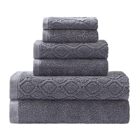 Superior Denim Wash 100% Cotton 550 GSM 6 Piece Bath Towel Set, 2 Face, 2 Hand, 2 Bath Towels, Ideal for Bathroom, Kitchen or Beach, Quick Dry