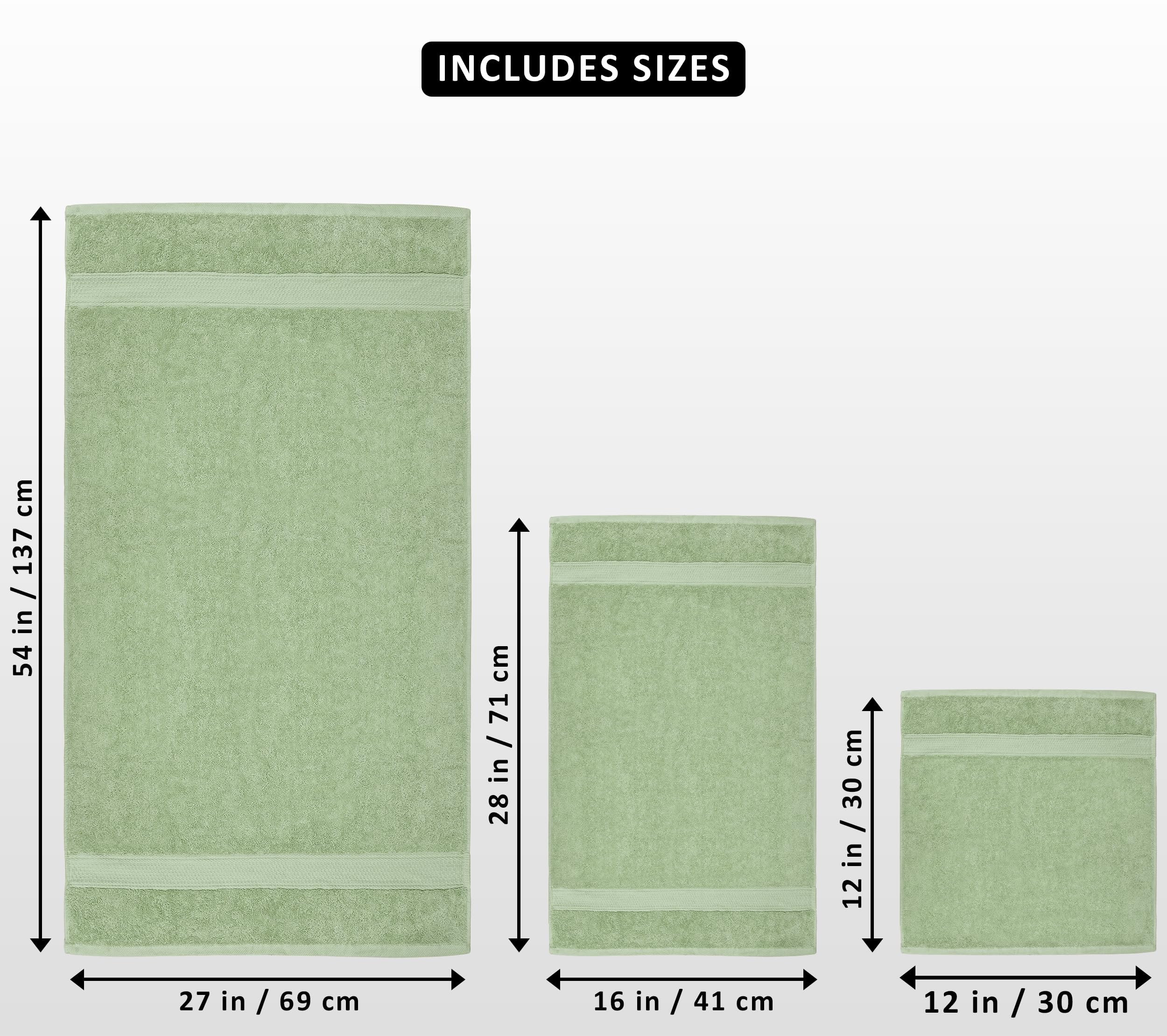 Utopia Towels 8 Piece Towel Set - 2 Bath Towels, 2 Hand Towels and 4 Washcloths Cotton Hotel Quality Super Soft and Highly Absorbent (Sage Green)