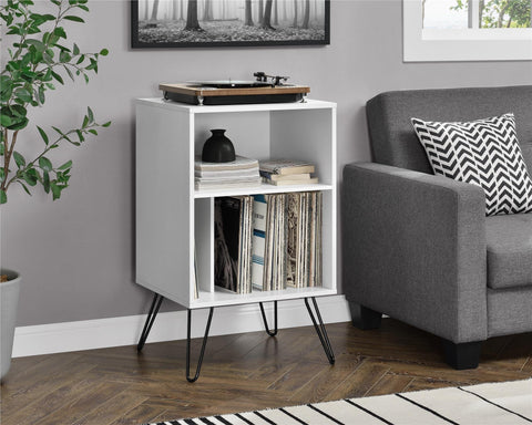Ameriwood Harmony Turntable Stand, Wood Look White, 86.61 cm (H) x 52.58 cm (W) x 45.72 cm (D)