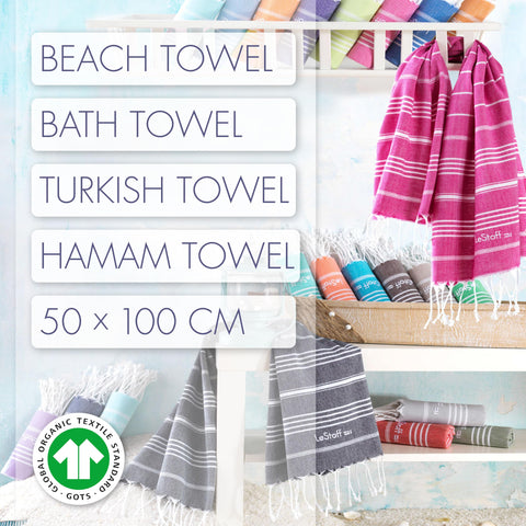 LeStoff Hammam Towel/Guest Towel, 100% Organic Cotton, 50x100, Turquoise