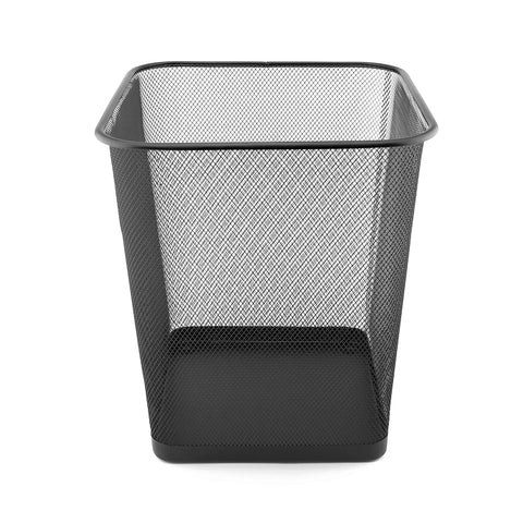 D.RECT Metal Mesh Waste Bin 18L – Black Rubbish Bin for Office, Bedroom & Home – Durable Steel Frame, Breathable Mesh, Leak-Proof Bottom