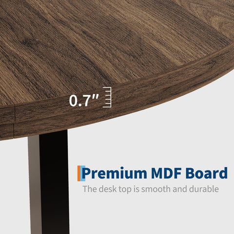 47 in Round Dining Table, Industrial Dinner Table for 4 to 6, Wooden Kitchen Table with Sturdy Metal Frame & Rustic Light Oak Finish