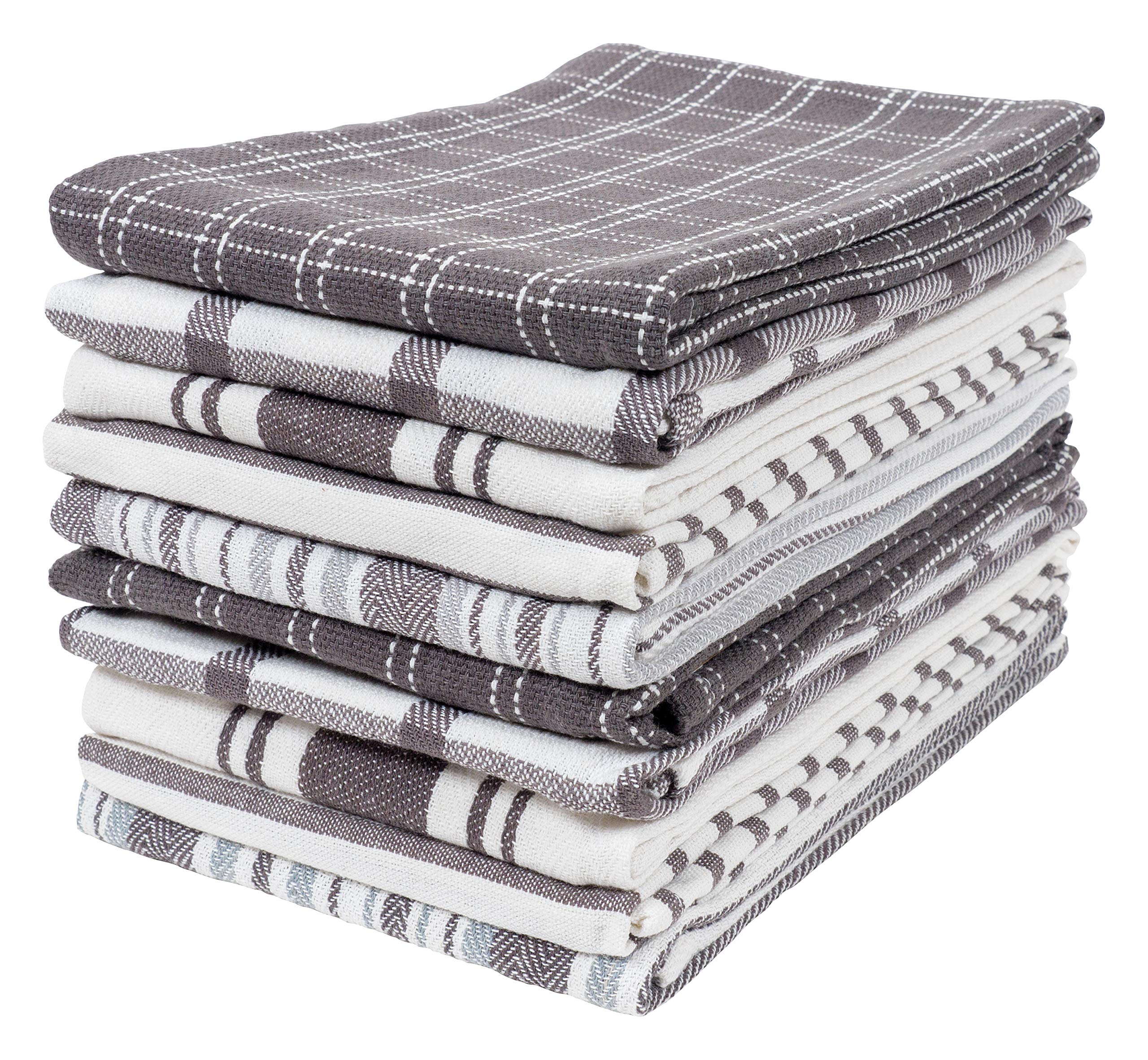 KAF Home Assorted Flat Kitchen Towels | Set of 10 Dish Towels, 100% Cotton - 18 x 28 inches | Ultra Absorbent Soft Kitchen Tea Towels