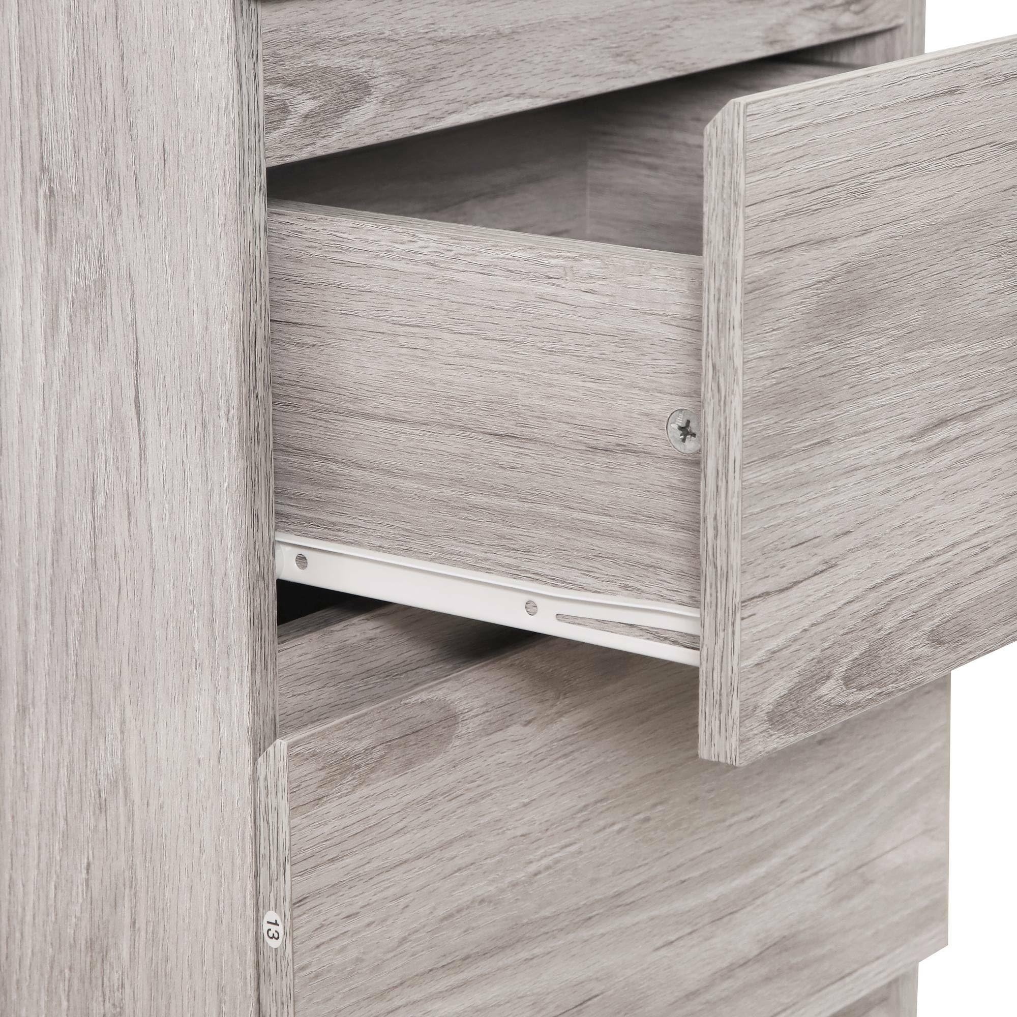 Julian Bowen Jupiter Bedside Table, 2 Drawer, Grey Oak - H56.5 x W45cm