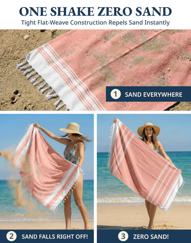 LANE LINEN Beach Towels 6 Pack, Cotton Rich Oversized Towel, Pre-Washed, Stylish Pool Towels For Adults, Quick Dry