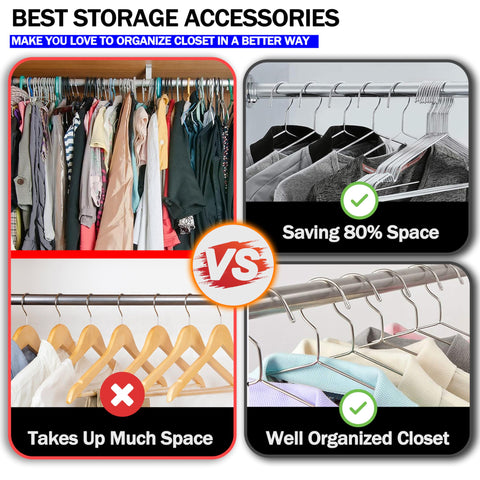 GVTECH Metal Stainless Steel Hanger, [50 Pack] Solid Hanger 42 CM Heavy Duty Lightweight Sturdy and Durable for Standard Jacket Pants Space Saving