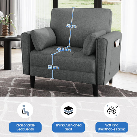 Yaheetech Dark Grey Fabric Oversized Ergonomic High Back Lounge Armchair