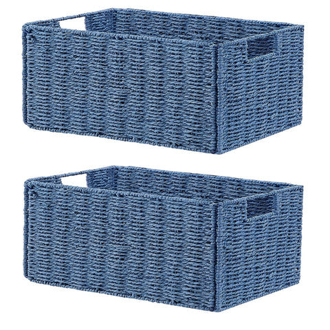 Vagusicc Storage Baskets for Shelves, Small Organizer Box Storage Bins with Handles, Wicker Basket for Bathroom Storage