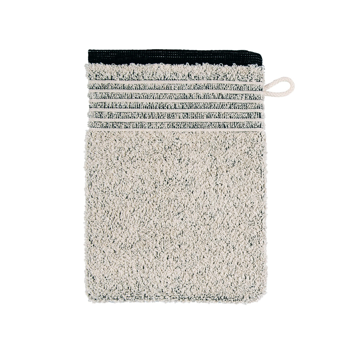 Möve Eden wash mitt 20 x 15 cm, 80% cotton / 20% linen, nature/black