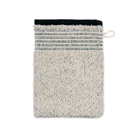Möve Eden wash mitt 20 x 15 cm, 80% cotton / 20% linen, nature/black