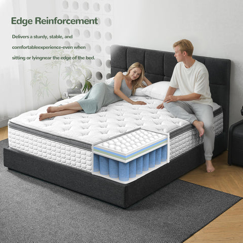 Giovanly 10 Inch Single Size Mattress, Hybrid Mattress in a box Gel Memory Foam, Pocket Springs