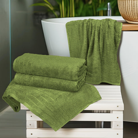 100% Cotton Extra Large Bath Towels Set of 4 (76x152cm) - Forest Green