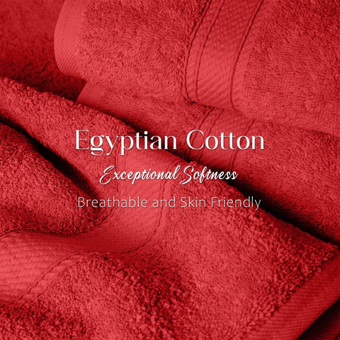 Superior 3-Piece Egyptian Cotton Towel Set, Red: Bath, Hand, Face Towels - 900 GSM, 100% Long-Staple Combed Cotton