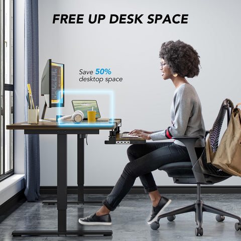 Keyboard Tray Under Desk Pull Out with Extra Sturdy C Clamp Mount System, 694 (838 mm Including Clamps) x 300 mm Slide-Out Platform Computer Drawer