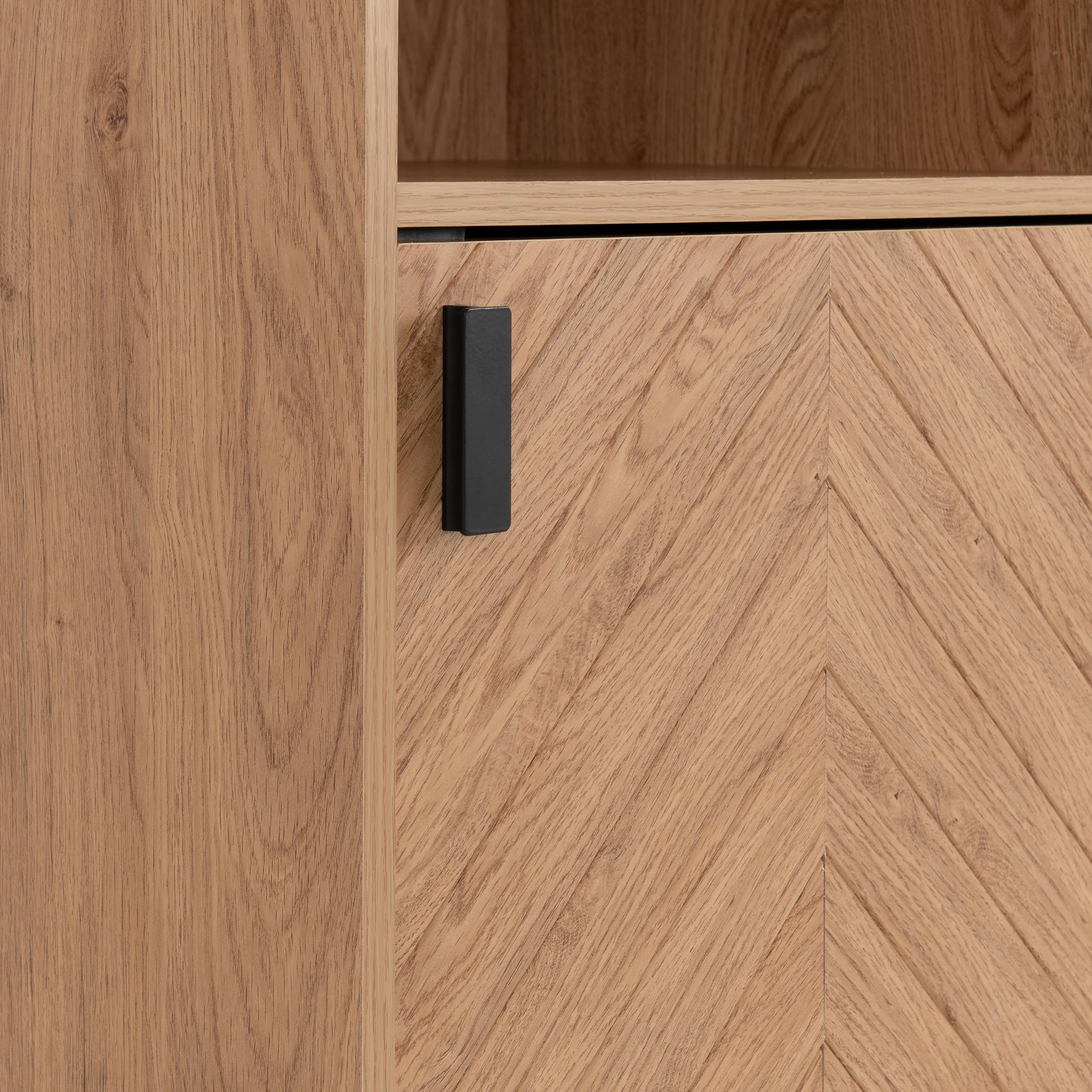 Seconique Leon 2 Drawer 2 Shelf Cabinet in Medium Oak Effect