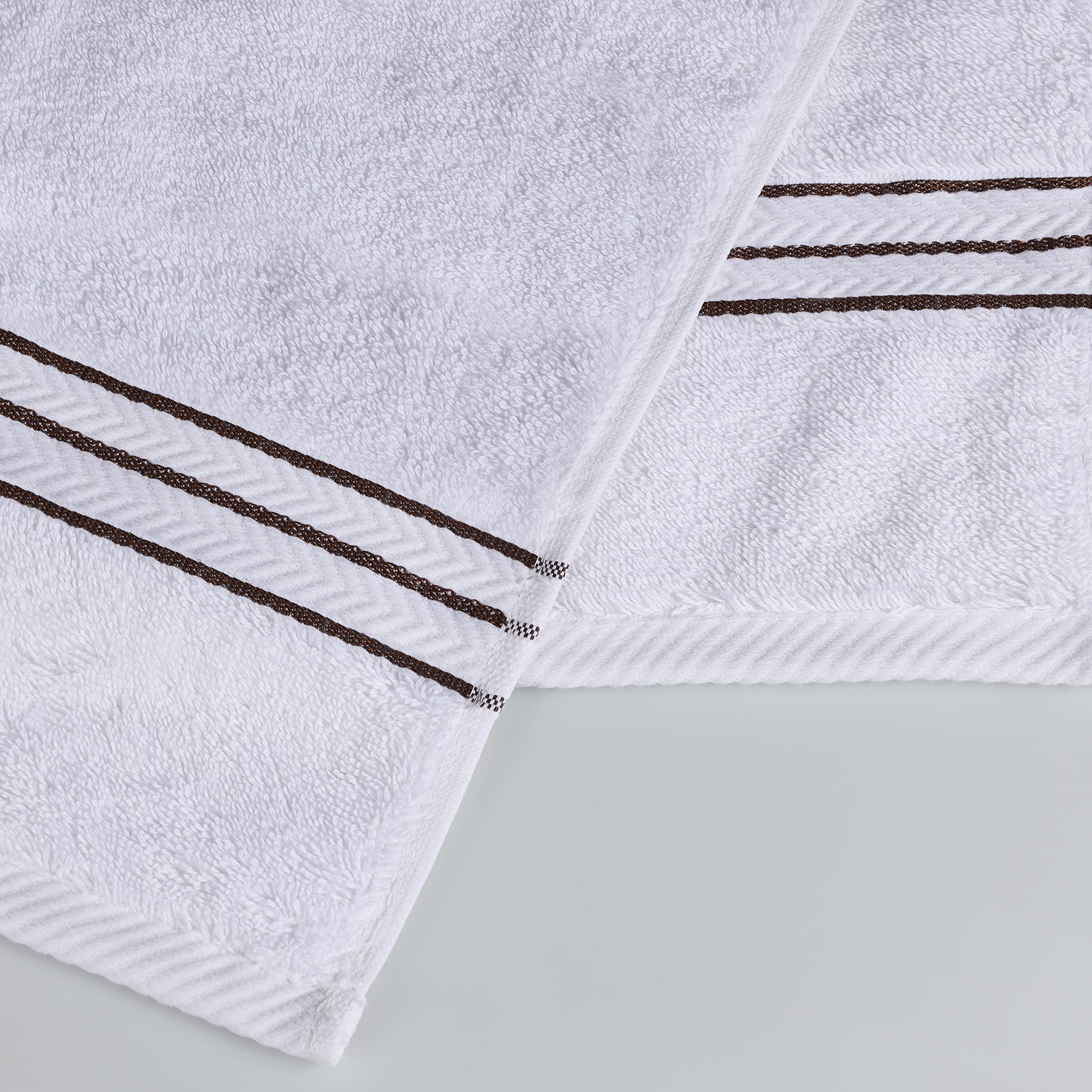 Home City, 100% Cotton, Towel Set, White/Chocolate - Towel