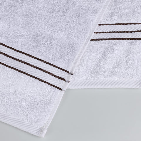 Home City, 100% Cotton, Towel Set, White/Chocolate - Towel