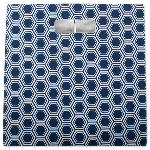 DII Hard Sided Collapsible Fabric Storage Container for Nursery, Offices, & Home Organization, (13x13x13) - Honeycomb Nautical Blue