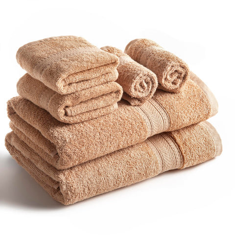 SweetNeedle 6 Piece Towel Set - 2 Bath Towels, 2 Hand Towels and 2 Washcloths Cotton Daily Use Hotel Spa Quality Soft Highly Absorbent Quick Dry