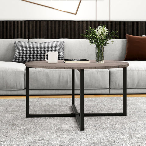 HOMERECOMMEND Round Coffee Table for Living Room,Circle Coffee Tables,Grey
