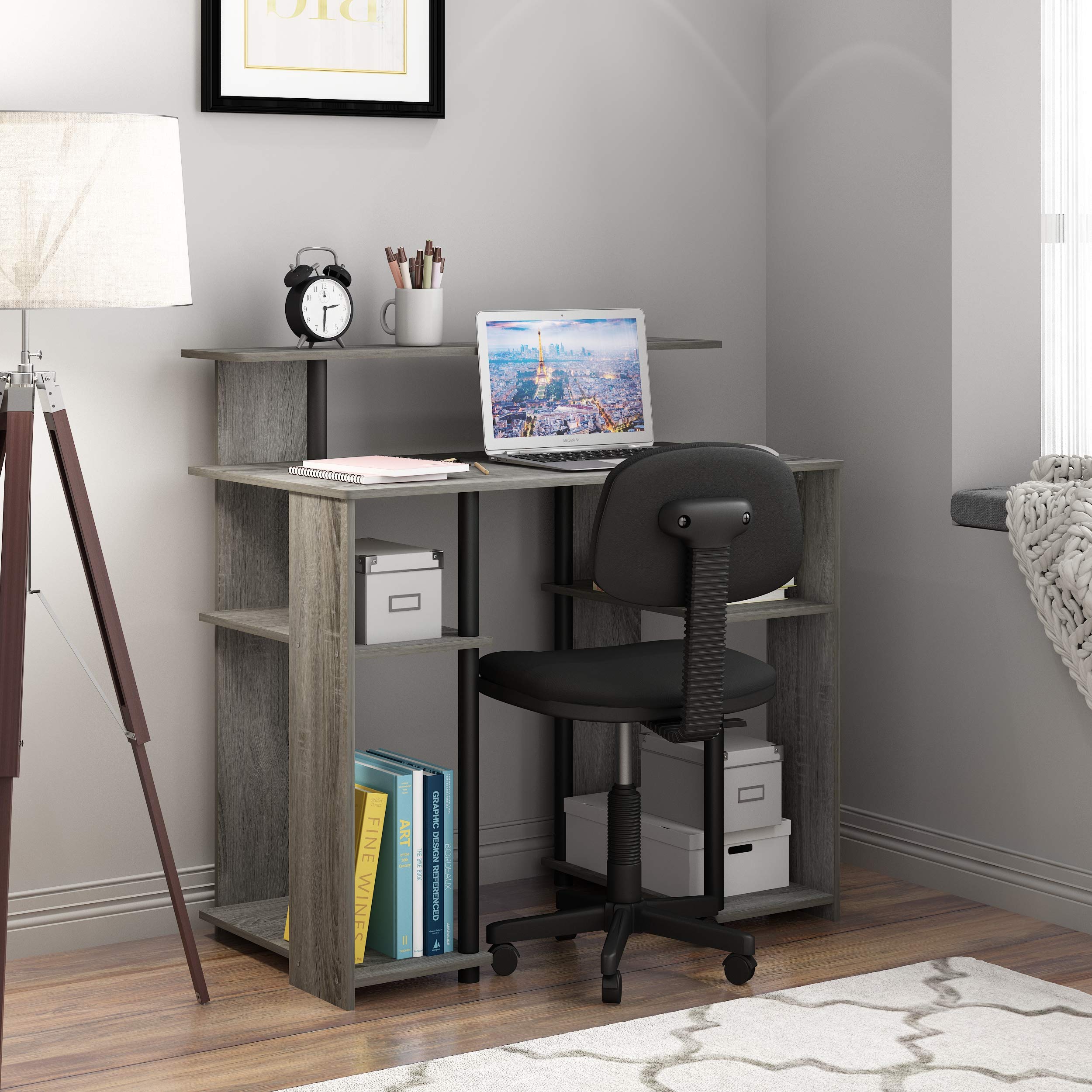 Furinno JAYA Simple Design Computer Desk, Writing Desk, Study Desk, French Oak/Black