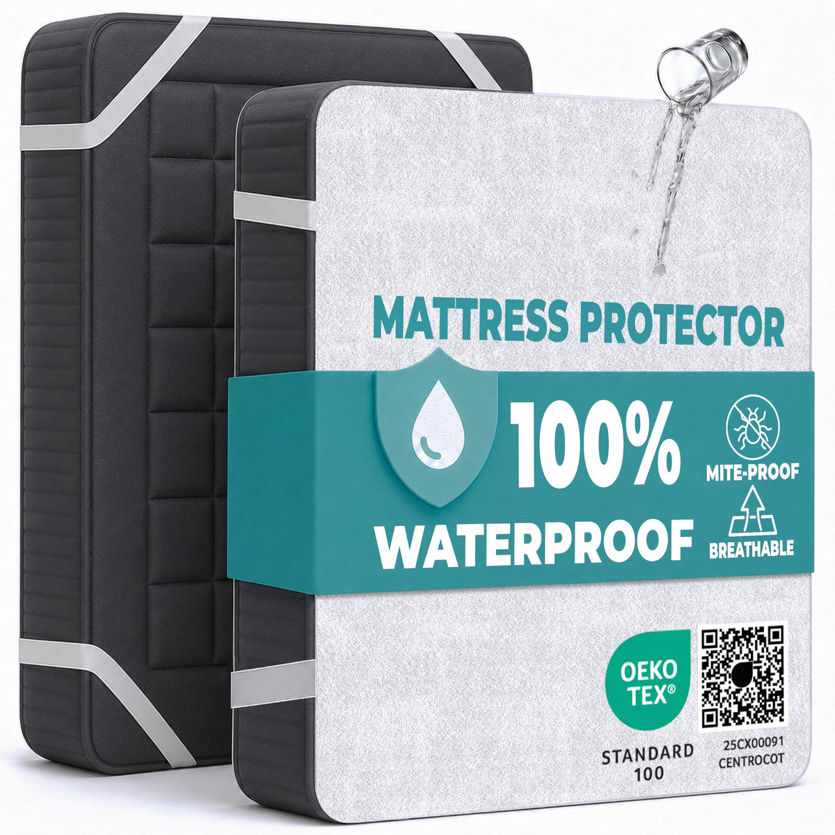 Super King Size Mattress Protector Waterproof for Bed 180x190 cm (Pack of 2) Premium Cotton Terry Bed Cover with Corner Straps Sheet Soft and