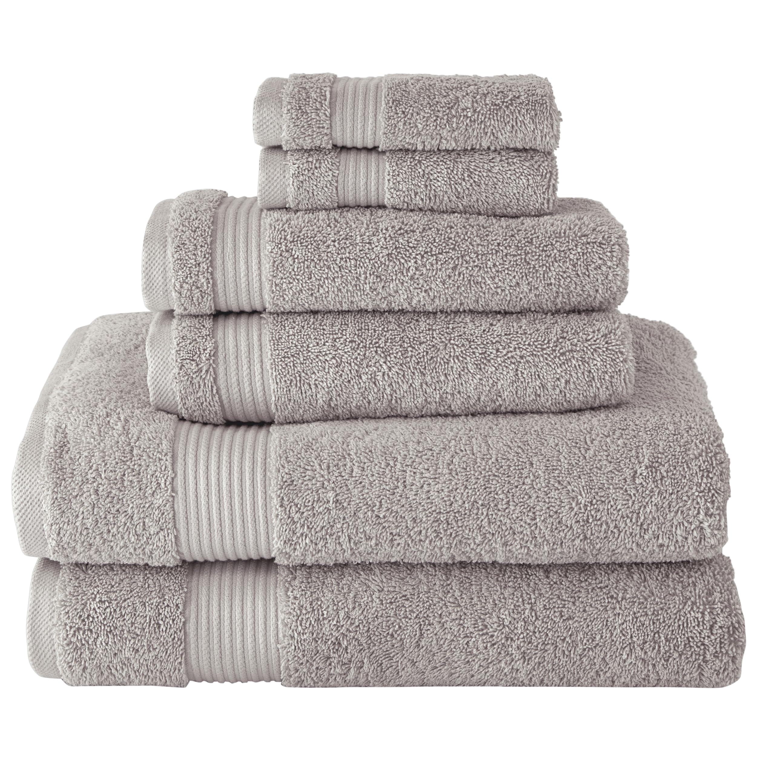 BERIBO Turkish Towel Set 100% Cotton (Serenity) 6 Pieces, 620gsm (Stone)