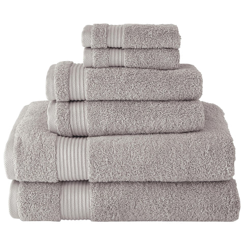 BERIBO Turkish Towel Set 100% Cotton (Serenity) 6 Pieces, 620gsm (Stone)