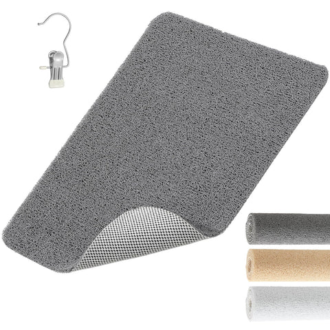 XIYUNTE Soft Shower Mat Non Slip Anti Mould 76 x 43 cm, INCL. Hooks for Drying, PVC Bath Mat Non Slip Anti Mould