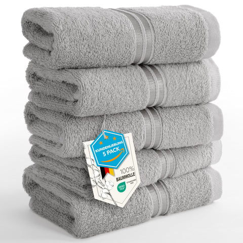 Hammetex Guest Towels Set of 5 30 x 50 cm 100% Cotton Terry Cloth