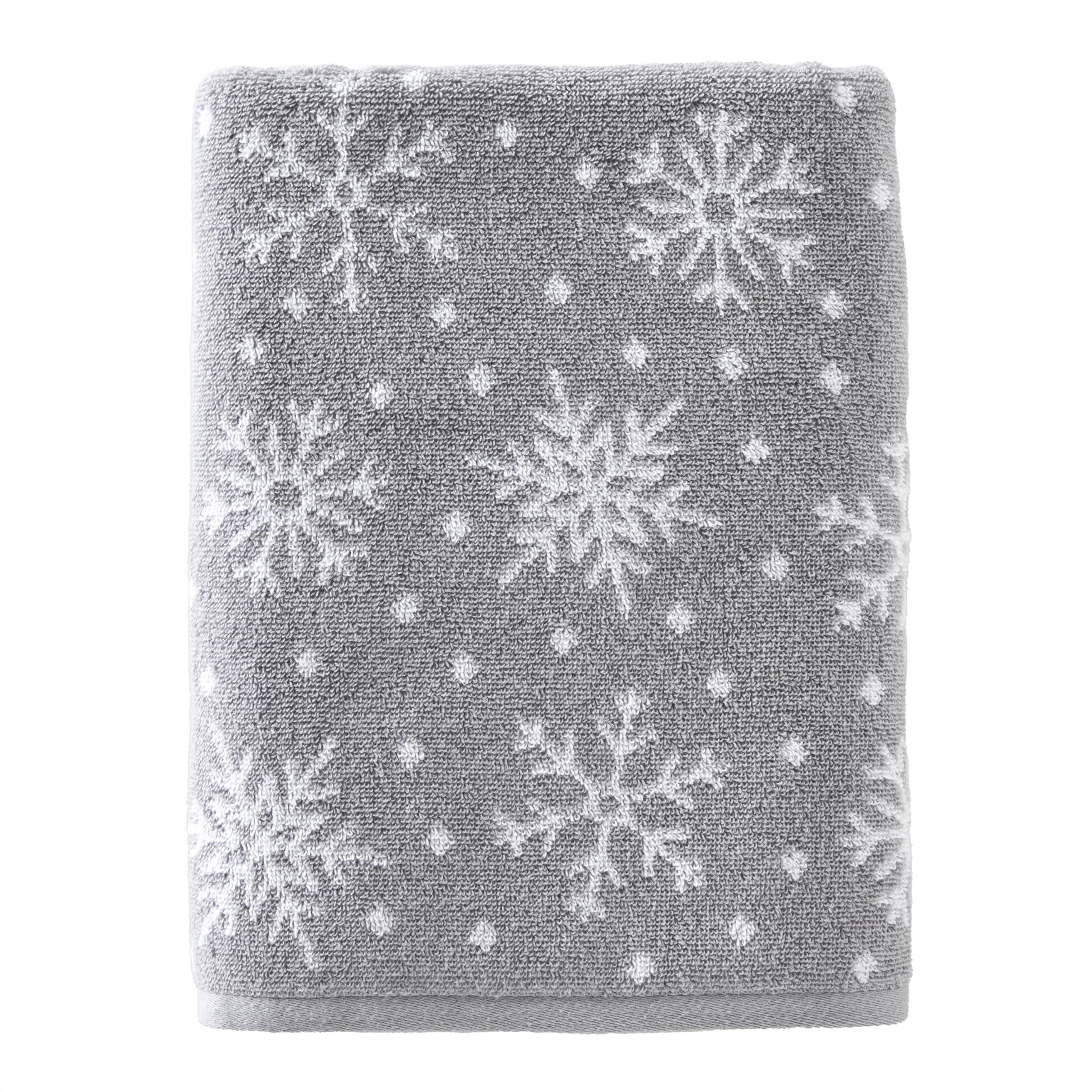 SKL Home Winter Scattered Snowflakes Bath Towel, Gray