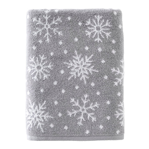 SKL Home Winter Scattered Snowflakes Bath Towel, Gray