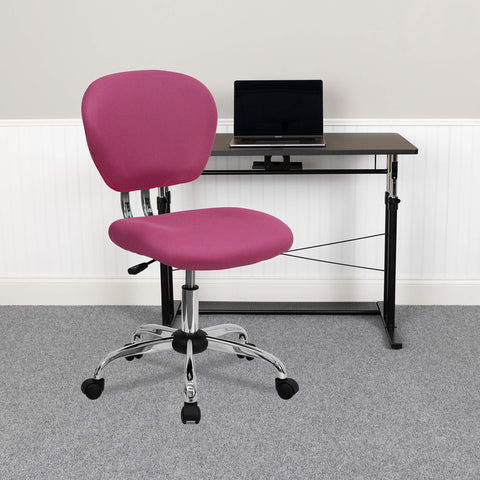 Flash Furniture Mid-Back Mesh Swivel Task Chair with Chrome Base, Metal, Pink, 58.42 x 55.88 x 25.4 cm