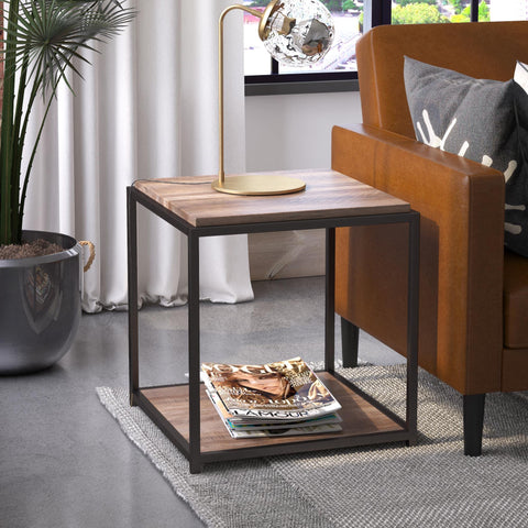 DHP Furniture Quincy End & Side Table, Weathered Oak Look, 49 x 48 x 55cm (WxDxH)