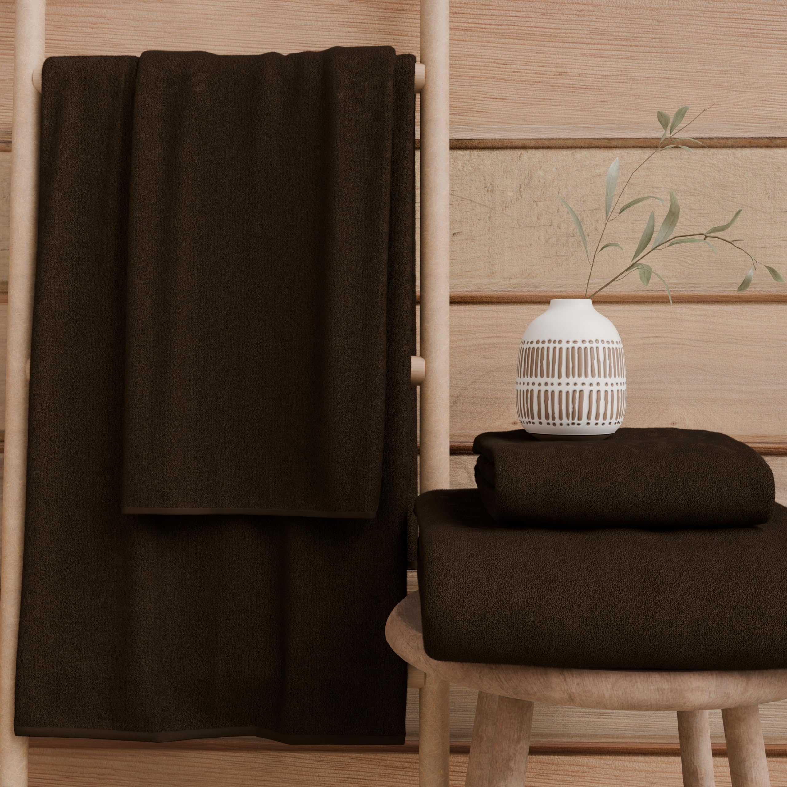 PETTI Artigiani Italiani - 100% Cotton Terry Bath Towels, 1+1 Towel Set, 2 Pieces 1 Face Towel and 1 Hand Towel, Brown Towels