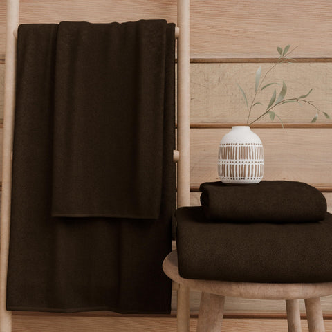 PETTI Artigiani Italiani - 100% Cotton Terry Bath Towels, 1+1 Towel Set, 2 Pieces 1 Face Towel and 1 Hand Towel, Brown Towels