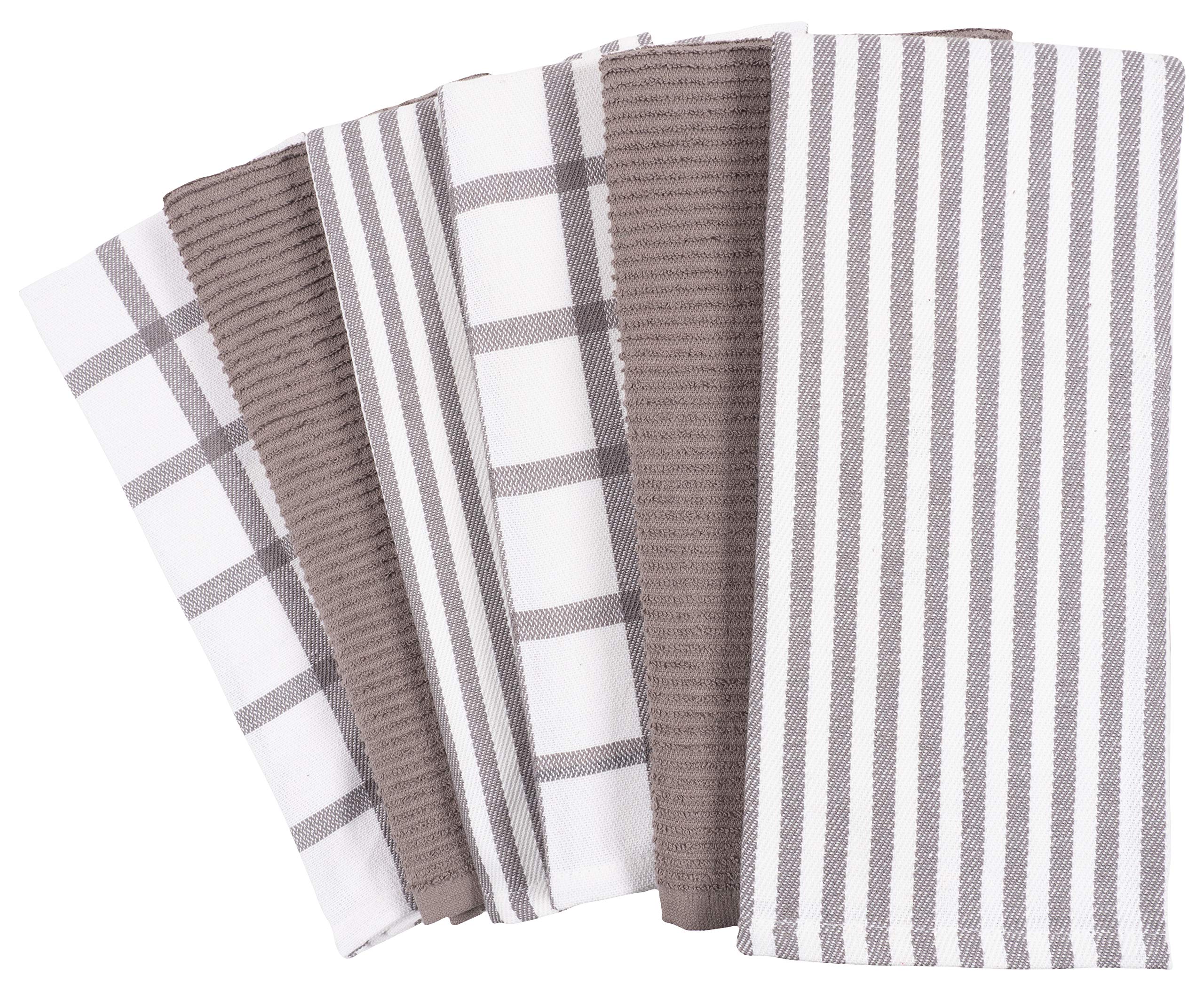 KAF Home Mixed Flat & Terry Kitchen Towels | Two Sets of 3 18 x 28 Inches | 4 Flat Weave Towels for Cooking and Drying Dishes