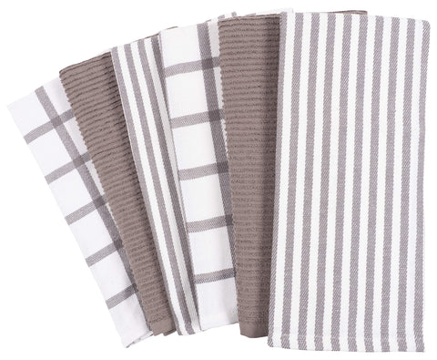 KAF Home Mixed Flat & Terry Kitchen Towels | Two Sets of 3 18 x 28 Inches | 4 Flat Weave Towels for Cooking and Drying Dishes